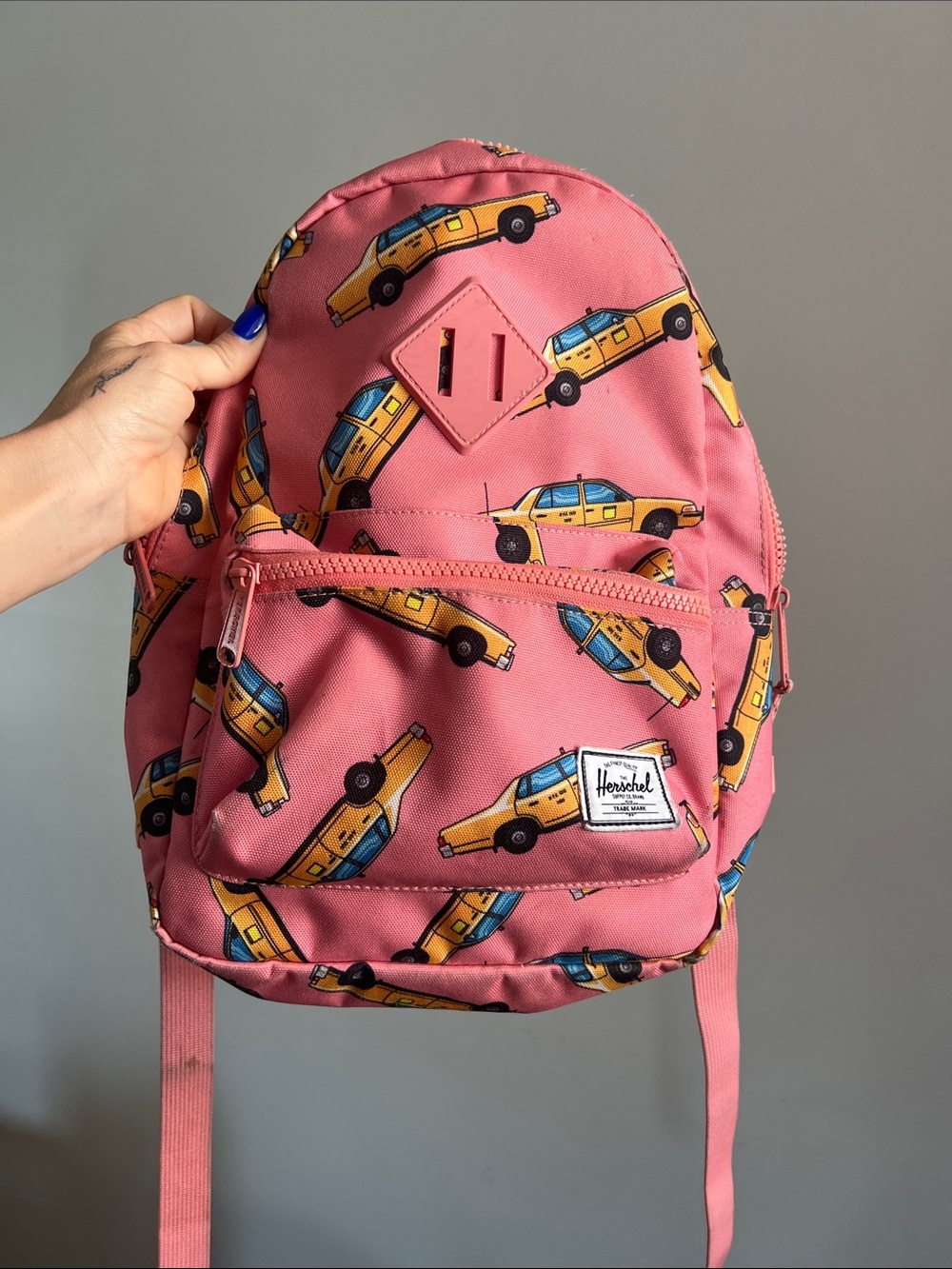 🚕 Herschel Pink Taxi Cab Print Mini Backpack